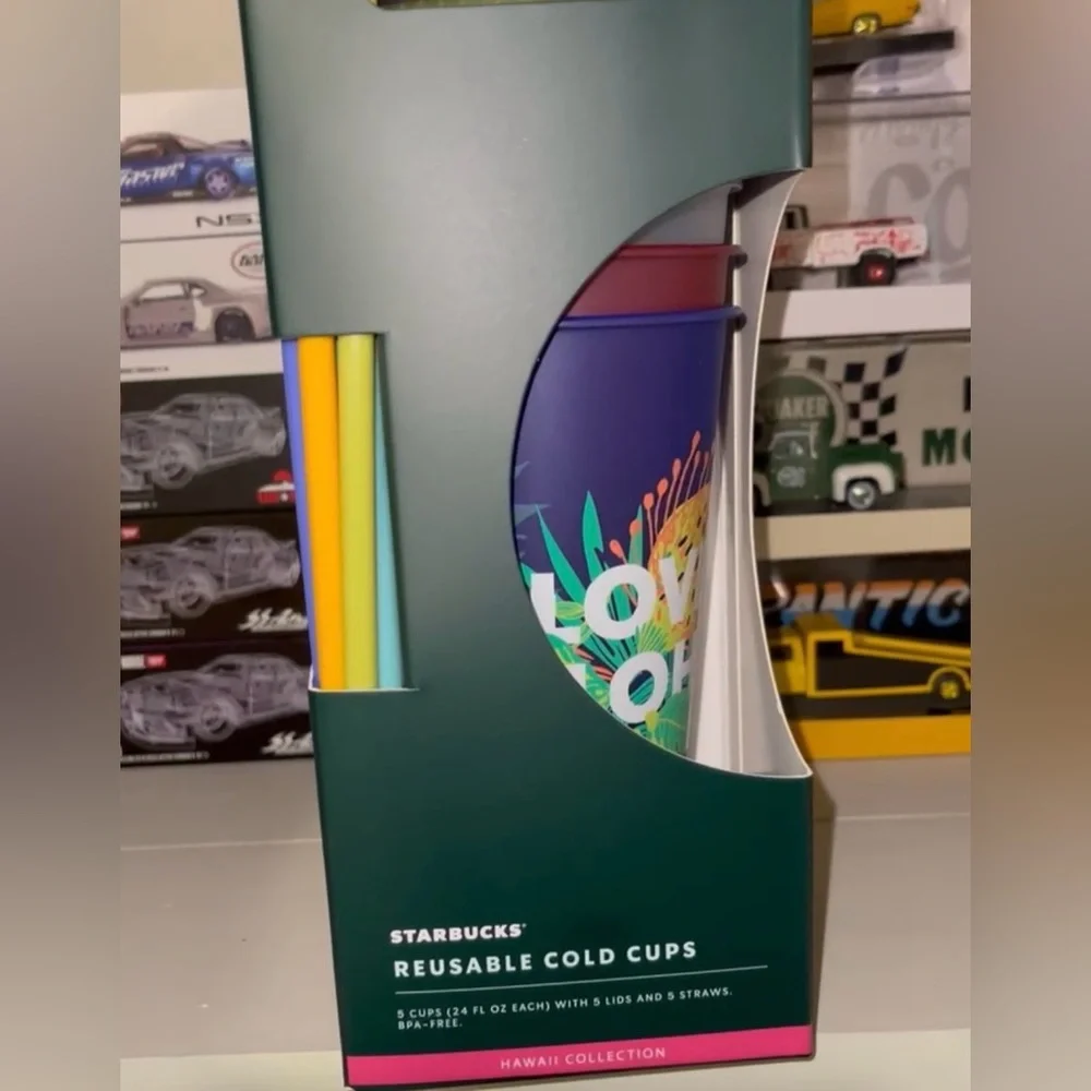 NIB Hawaii Starbucks Colorful Reusable Cold Cups Set🖤🖤